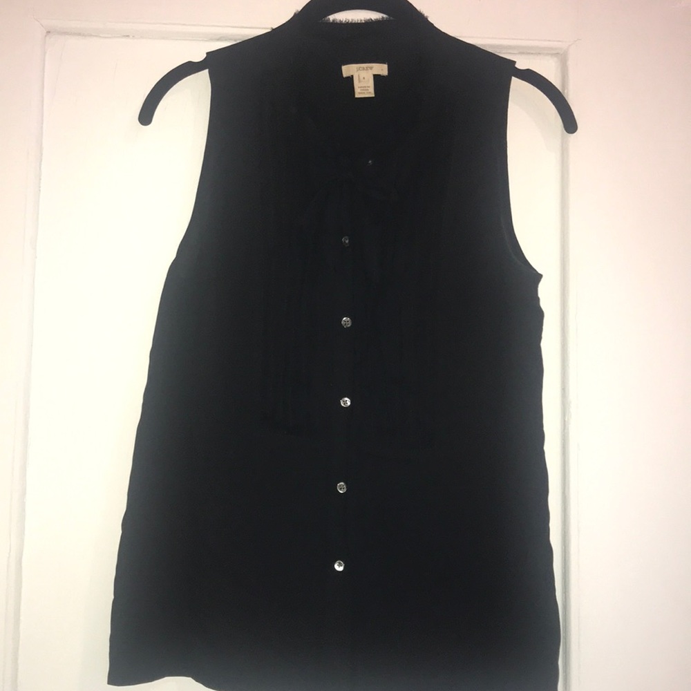 JCrew button down silk blouse with tie neck